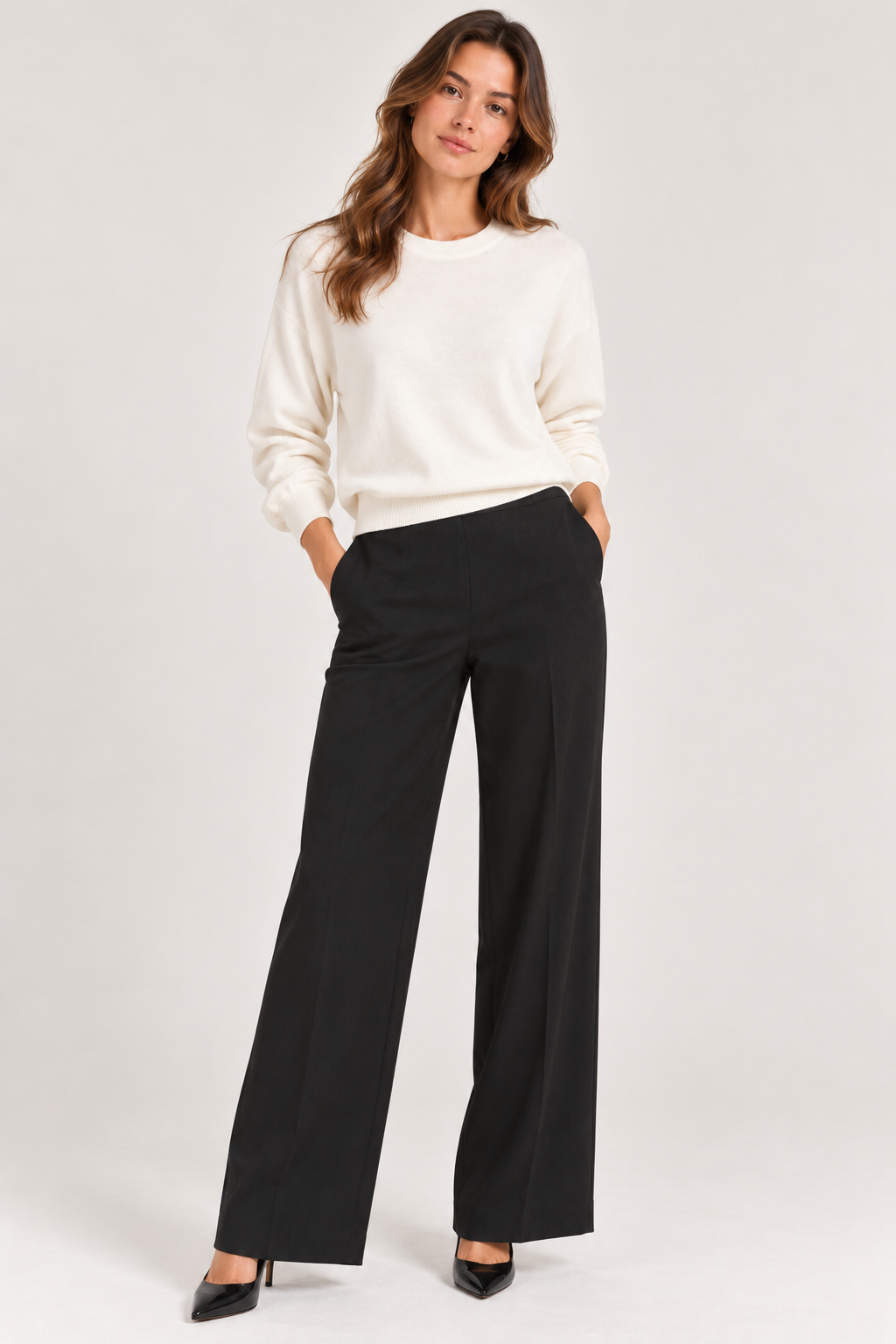 Side Zipper Straight Leg Pants – Black - 112007