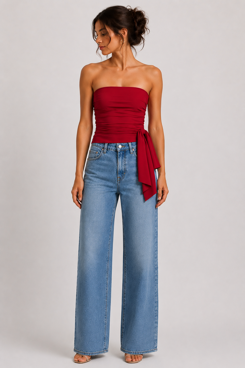 Strapless Top with Side Bow