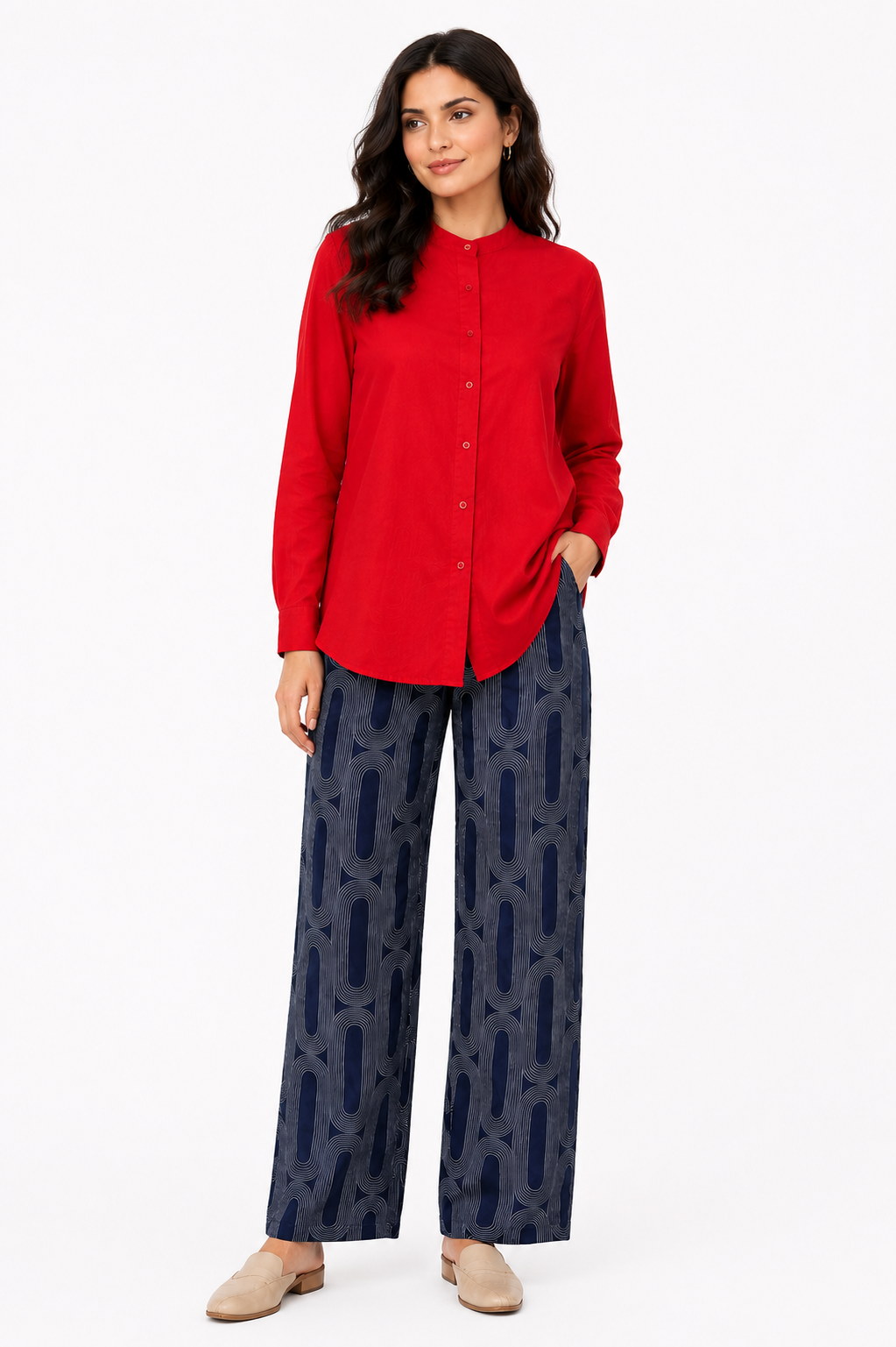 Chinese Collar Linen Shirt - 111021
