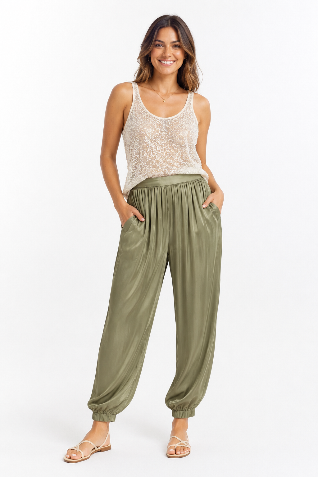 Satin Cuffed-Ankle Jogger - WP112006