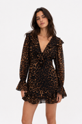Short Chiffon Dress - Brown