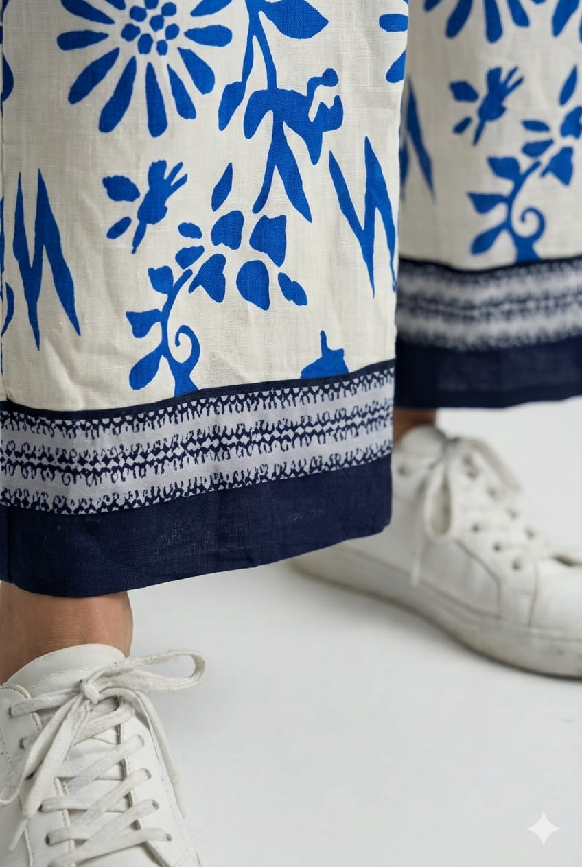 Printed Wide Leg Pants - 112016