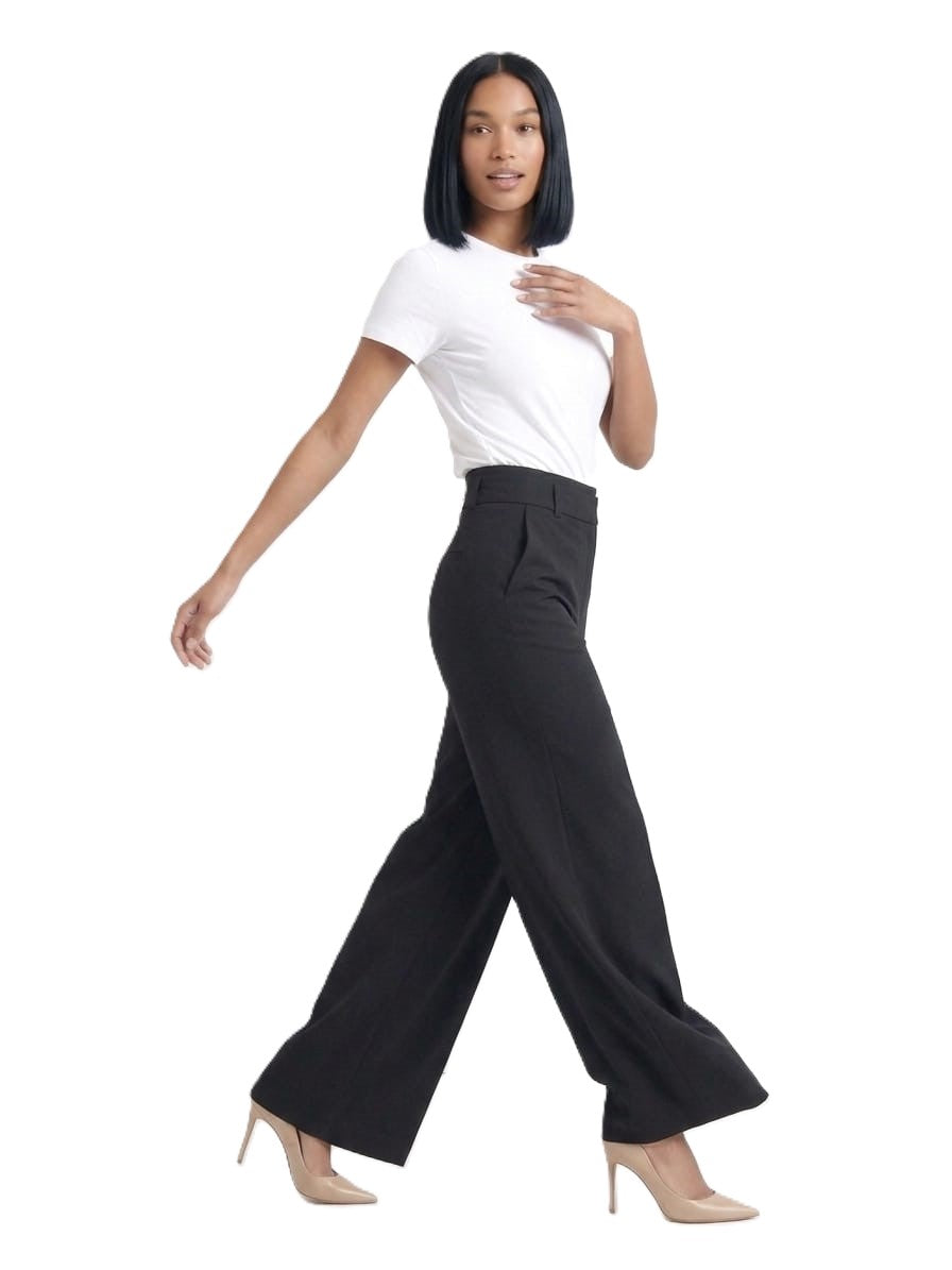 Wide Leg Pants with Belt Loops - Black 112011