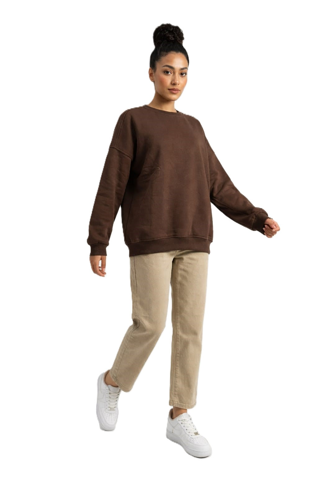 Basic Oversized Sweatshirt – Brown - AY23
