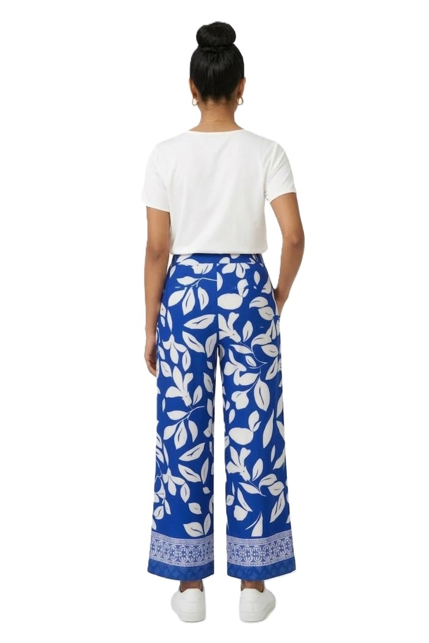 Leaves Print Loose Pants – Blue - 112009