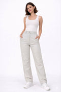 Gabardine Straight Leg Pants – Grey - 112003