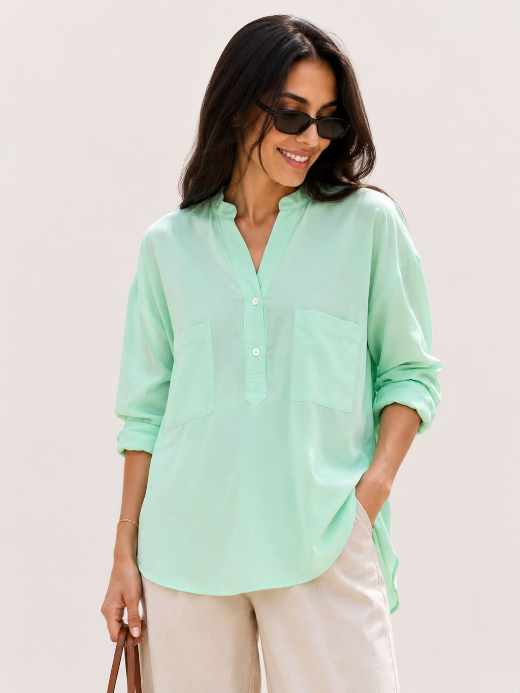 Loose Two Pocket Blouse – Mint- 110001