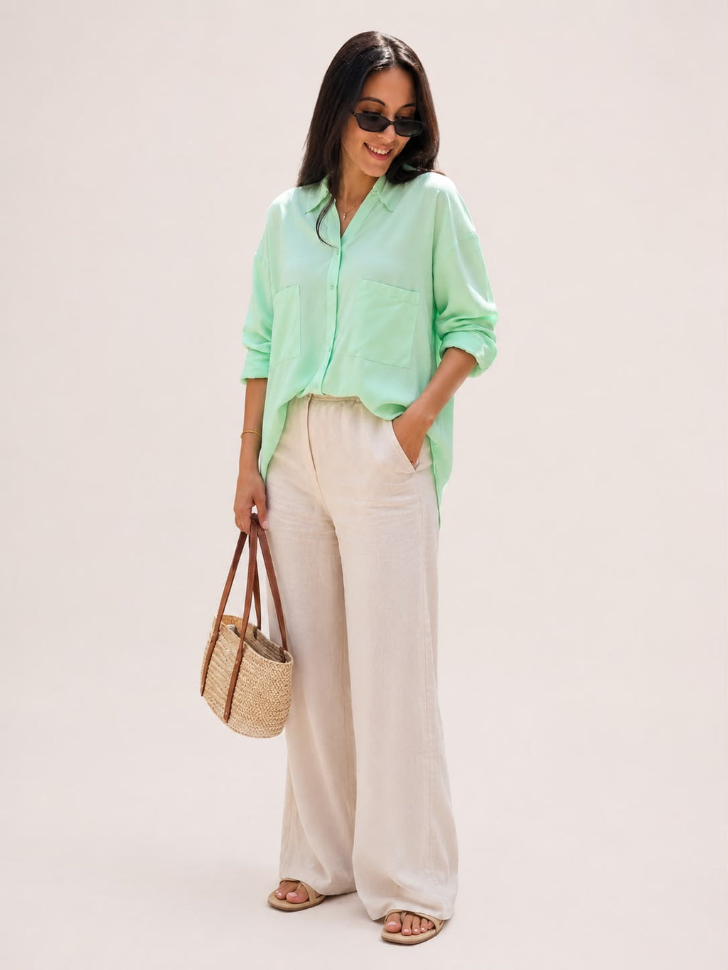 Loose Two Pocket Blouse – Mint- 110001