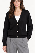 Knitted Jacket with Two Pockets - Black - TH2657