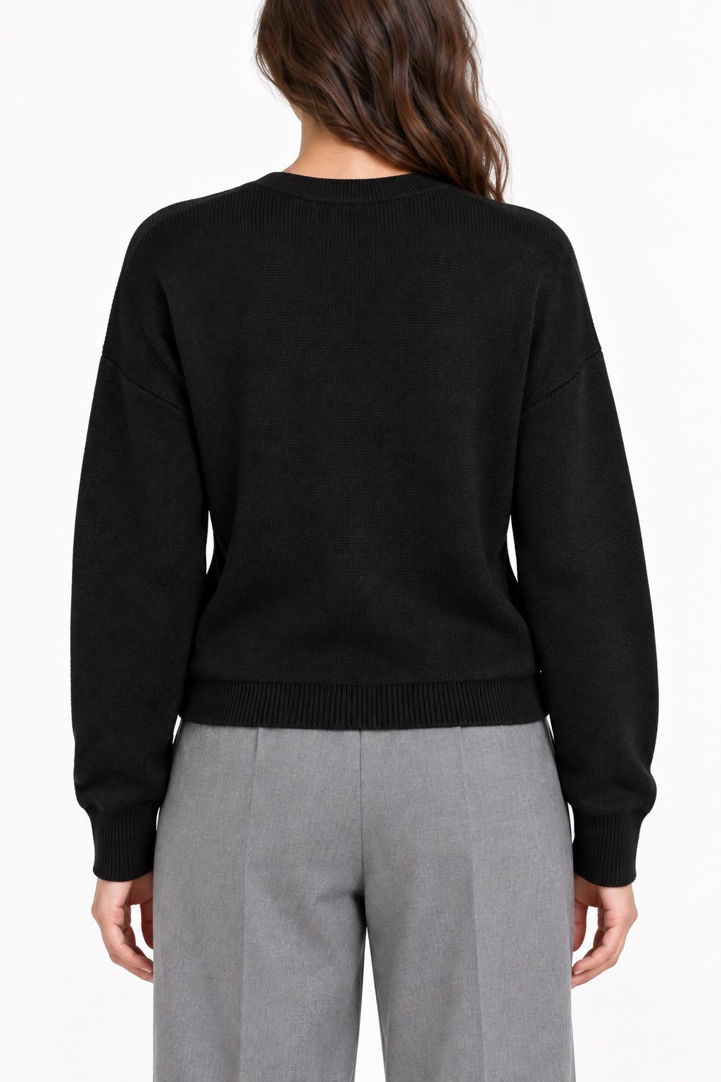 Knitted Jacket with Two Pockets - Black - TH2657