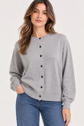 Knitted Jacket with Round Neck - Haze Ash - PP5877