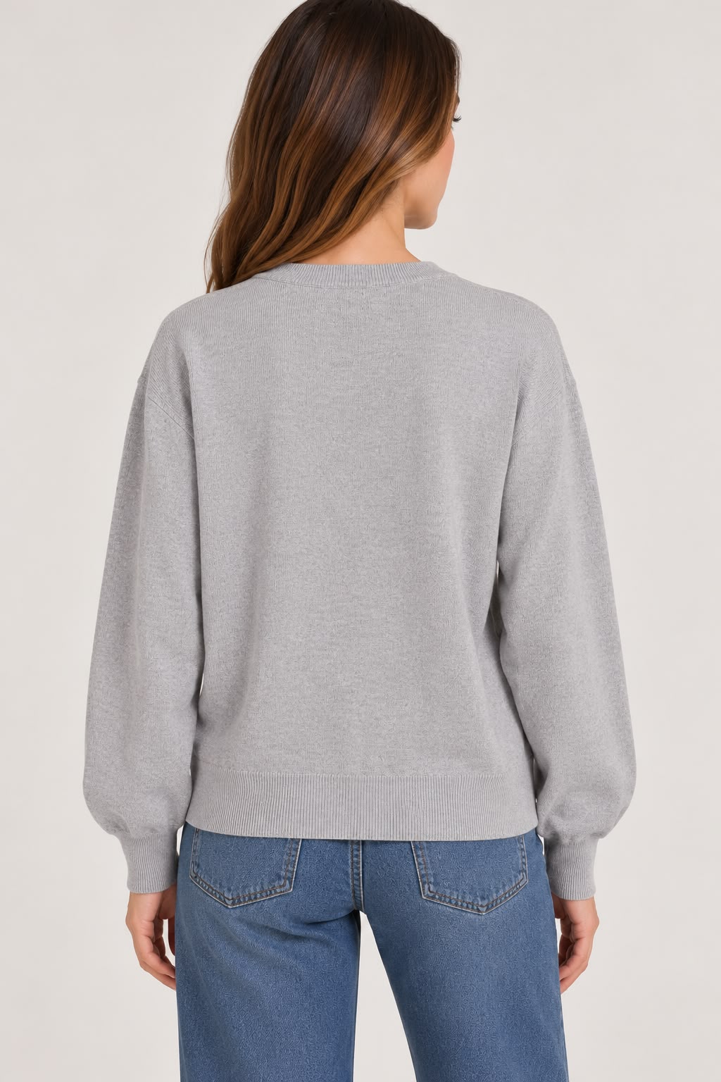 Knitted Jacket with Round Neck - Haze Ash - PP5877