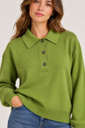 Knitted Polo with Buttons - Green - TH2656