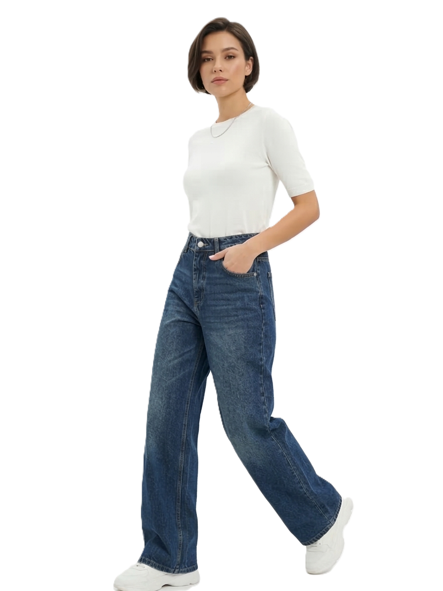 High Waist Wide Leg Denim - 606