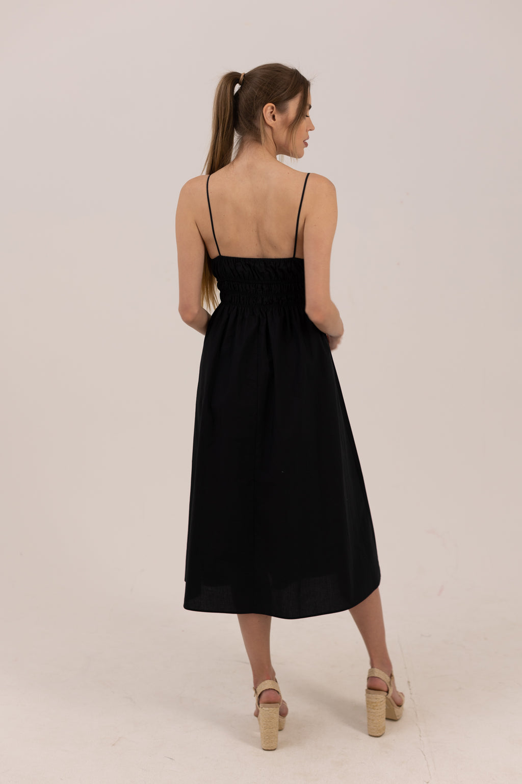 Cotton Dress with Multiple Straps - Black