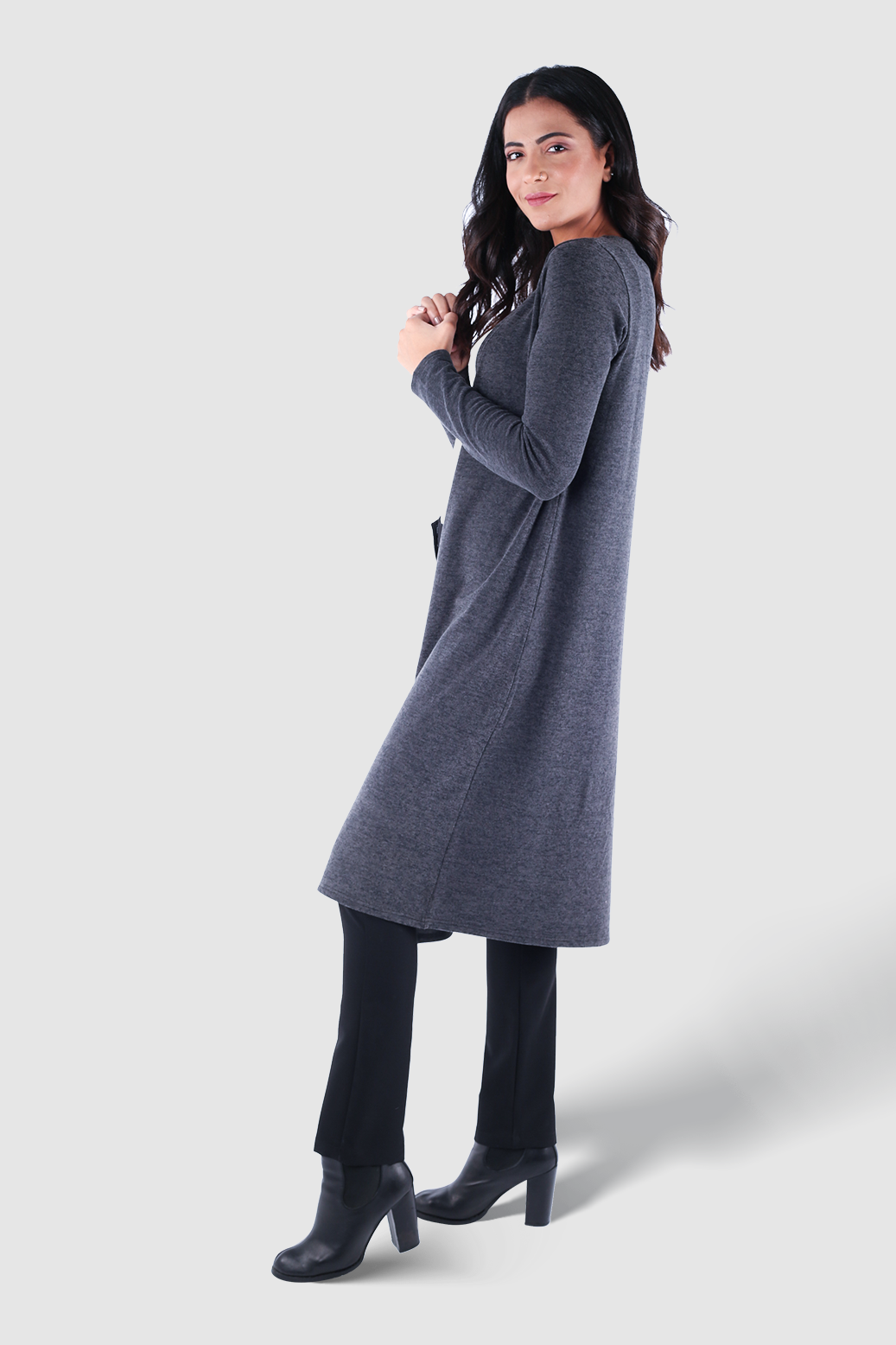 Basic Long Knitted Jacket - 140009-1