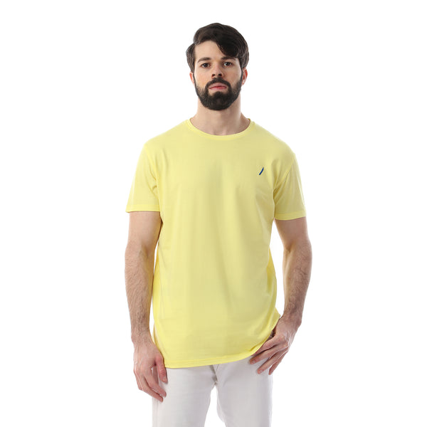 Basic Round Neck Tshirt For Men With Contrast Logo -110504006