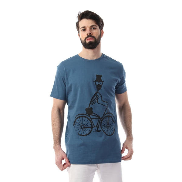 Skeleton On Bicycle Print Tshirt For Men -110504049
