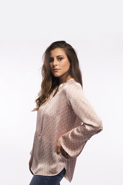Satin Flare Sleeve Long Blouse - A1136