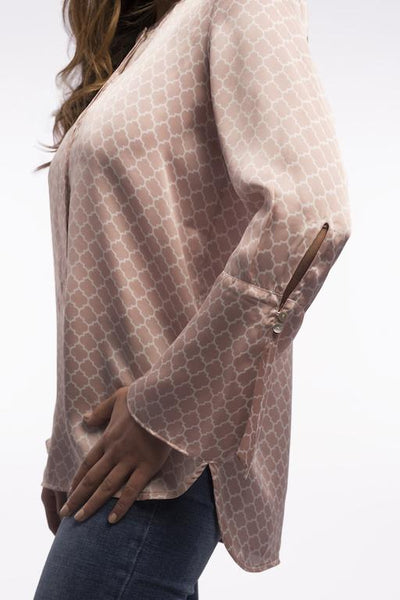 Satin Flare Sleeve Long Blouse - A1136