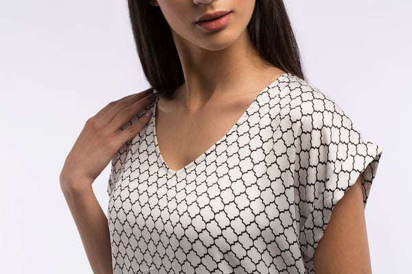 Satin V-neck Top - B1160