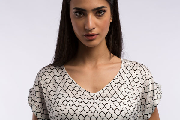 Satin V-neck Top - B1160