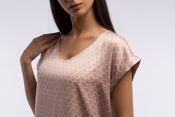 Satin V-neck Top - B1160