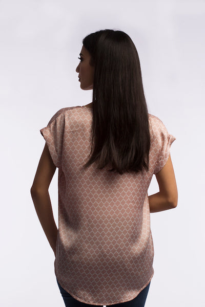 Satin V-neck Top - B1160