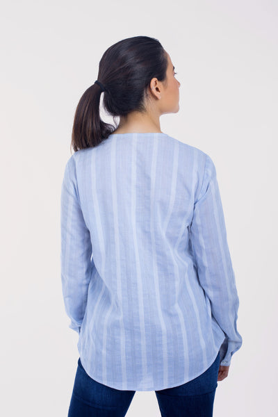 Cotton Relaxed Striped Blouse - 110041