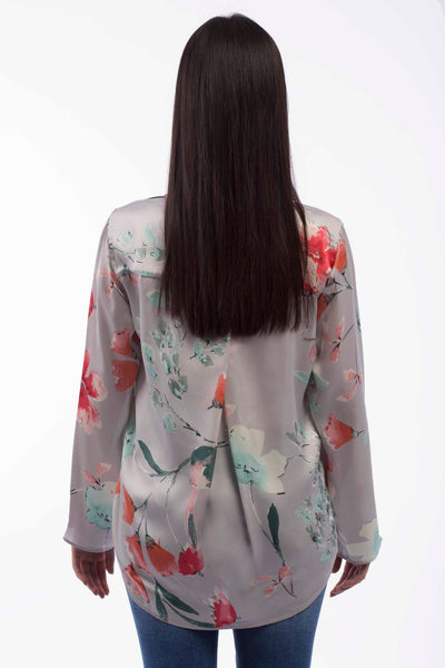 Satin Dreamy Floral Blouse - B1107