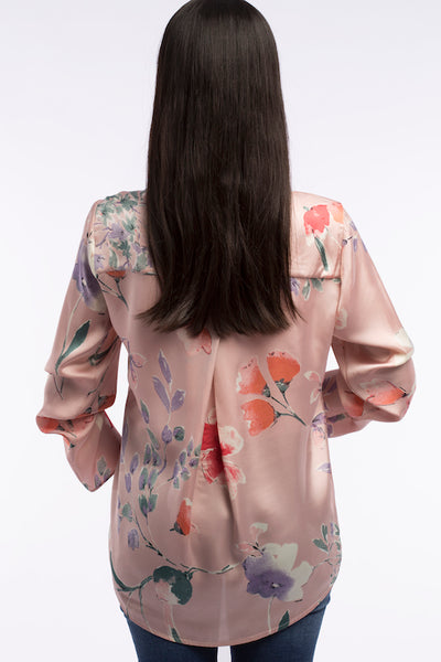 Satin Dreamy Floral Blouse - B1107
