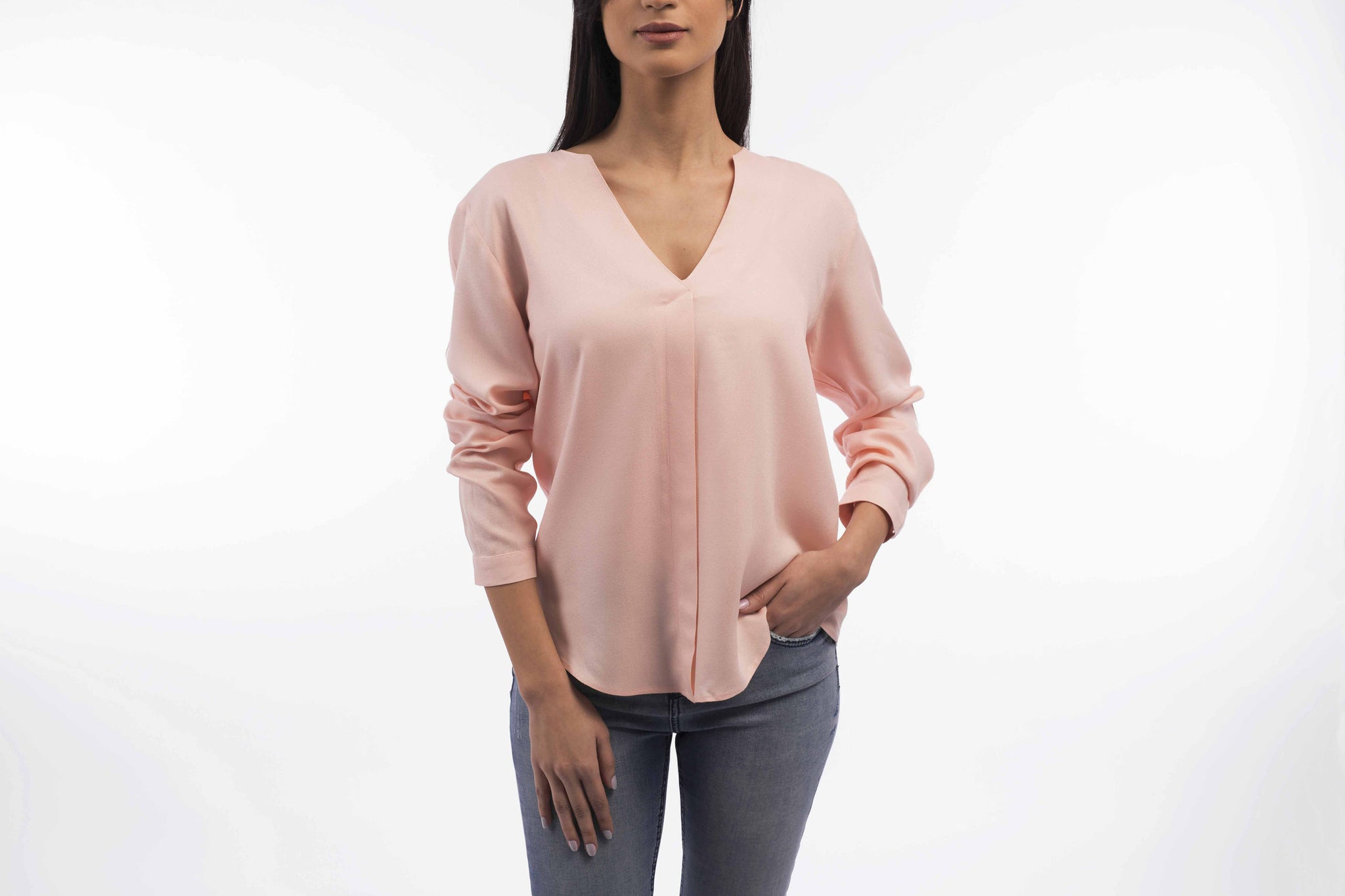 V-neck Relaxed Blouse - A1181