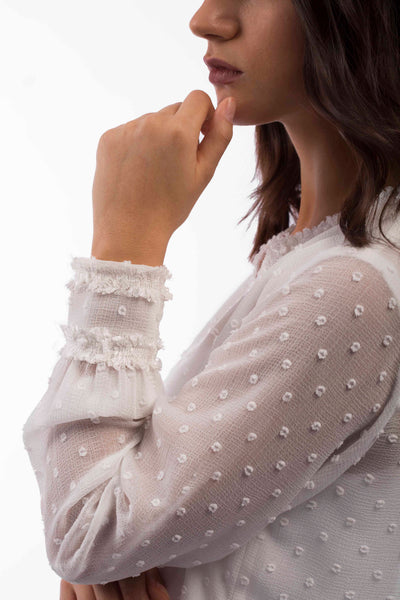 Fluffy Trim Blouse - B1146