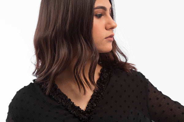 Fluffy Trim Blouse - B1146