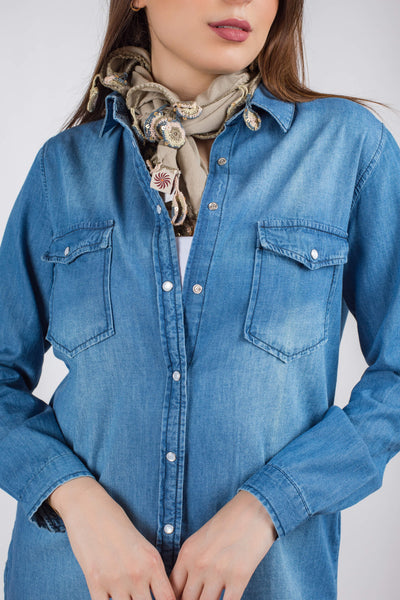 Dot Long Jeans Shirt - A11806