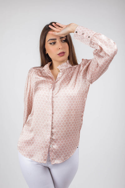 Satin Puffy Sleeves Blouse - 110049