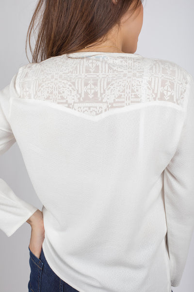 Embroidered Blouse with Silver Trim - 110055