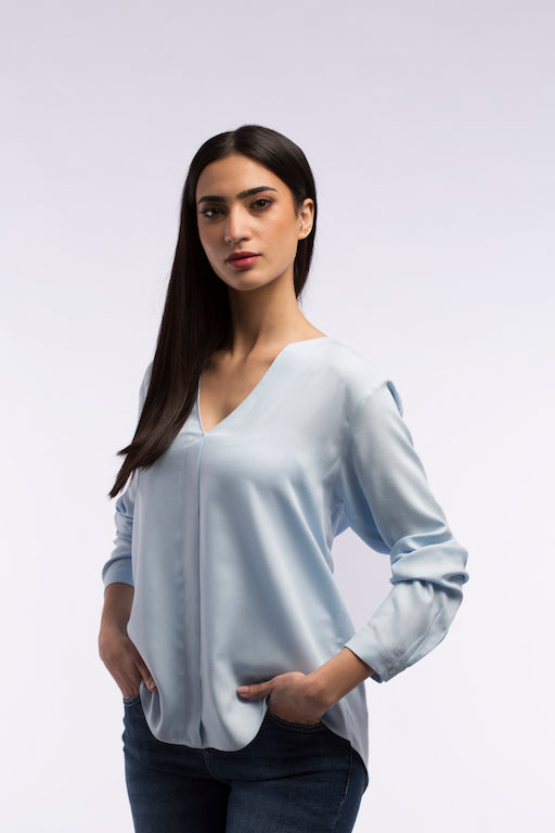 V-neck Relaxed Blouse - A1181