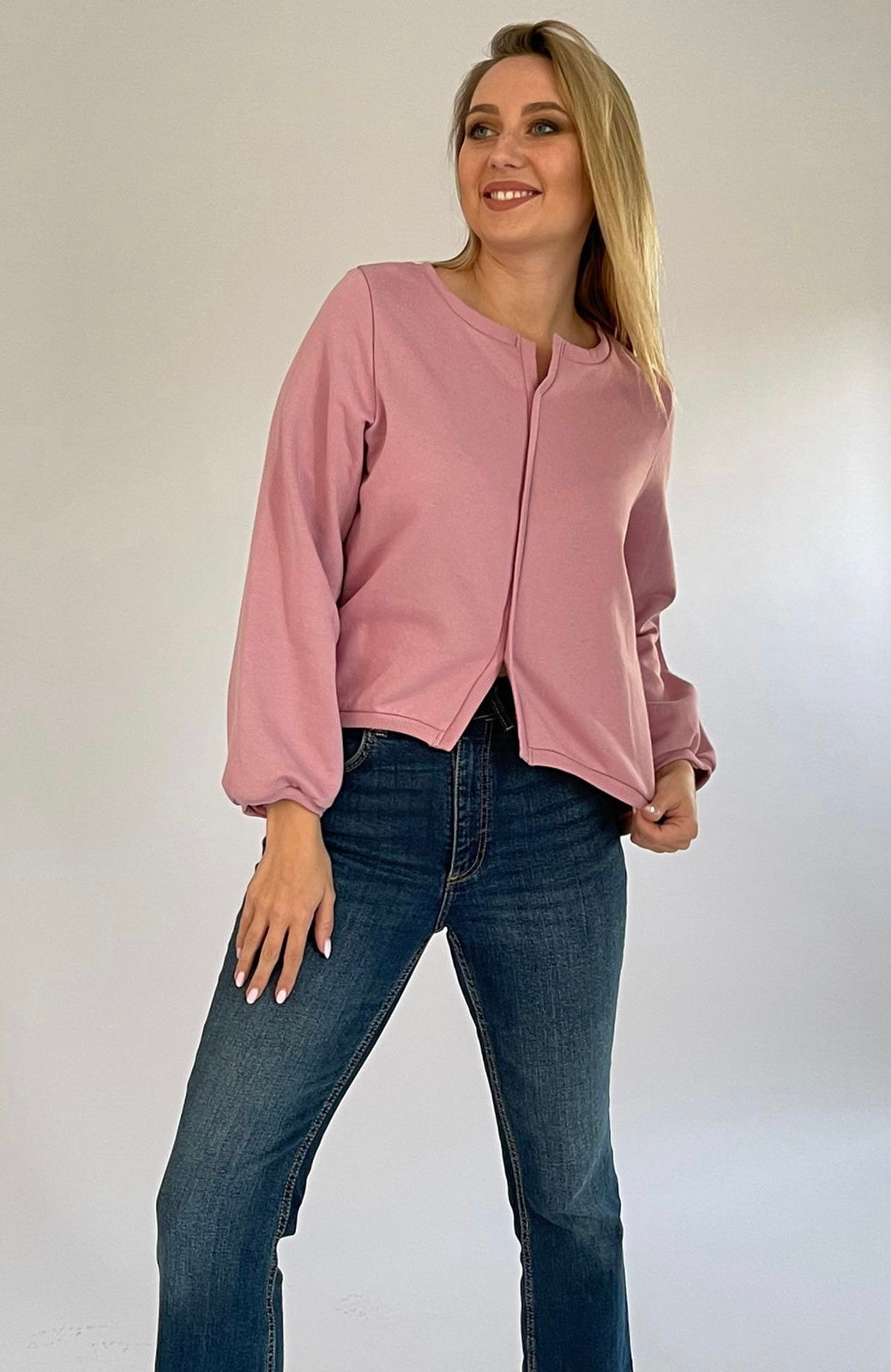 Old Pink high low sweatshirt -22SS1