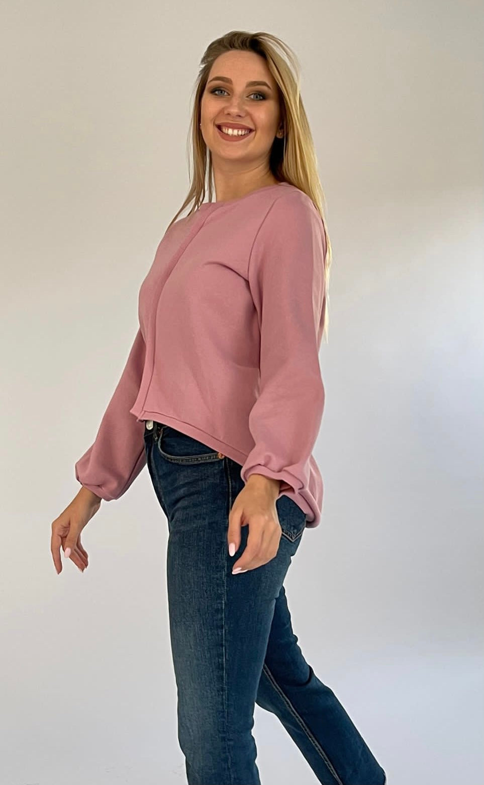 Old Pink high low sweatshirt -22SS1