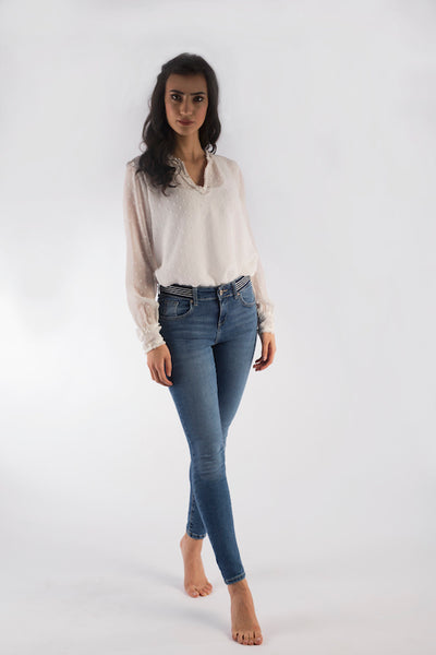 Dot -Elastic Waist Denim - 912164