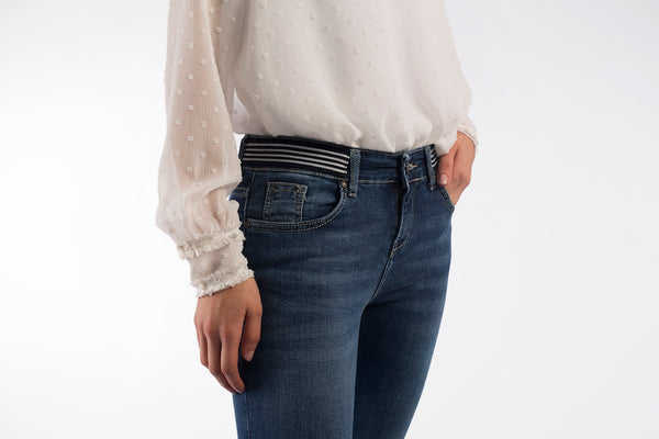 Dot -Elastic Waist Denim - 912164