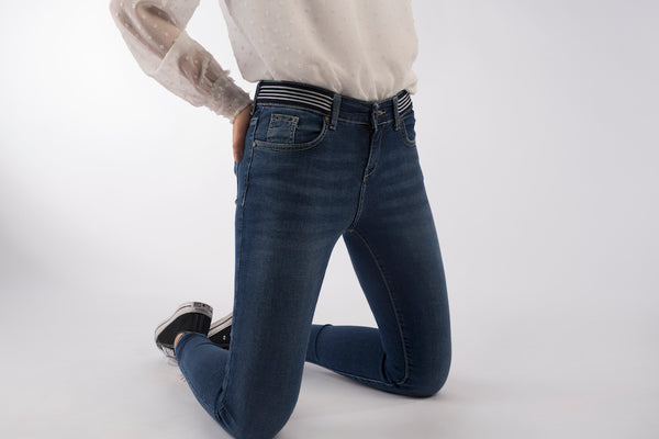 Dot -Elastic Waist Denim - 912164