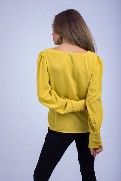 Buttoned Sleeves Blouse-110059