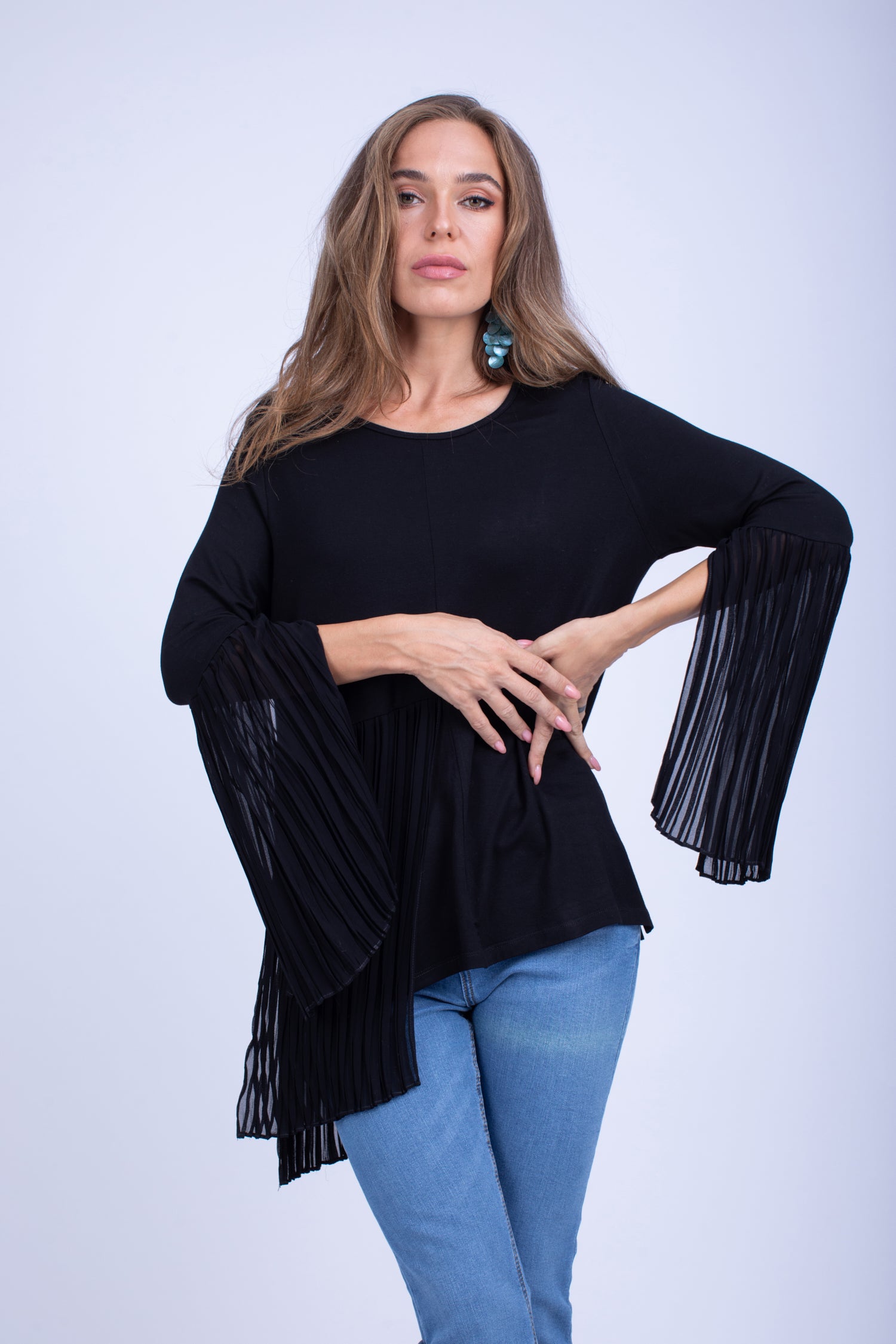 Viscose Lycra Pleated Top - W203