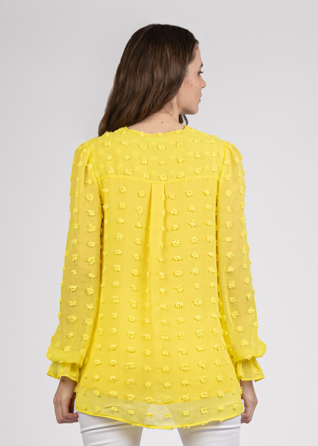 Big Dot Chiffon Blouse with Pleats - 110073