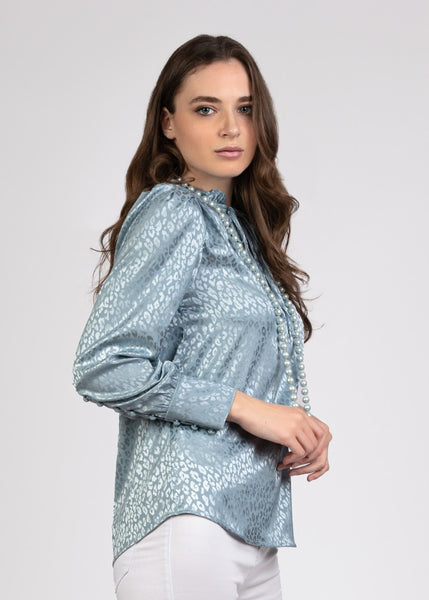 Fancy Satin Frill Blouse- 110076