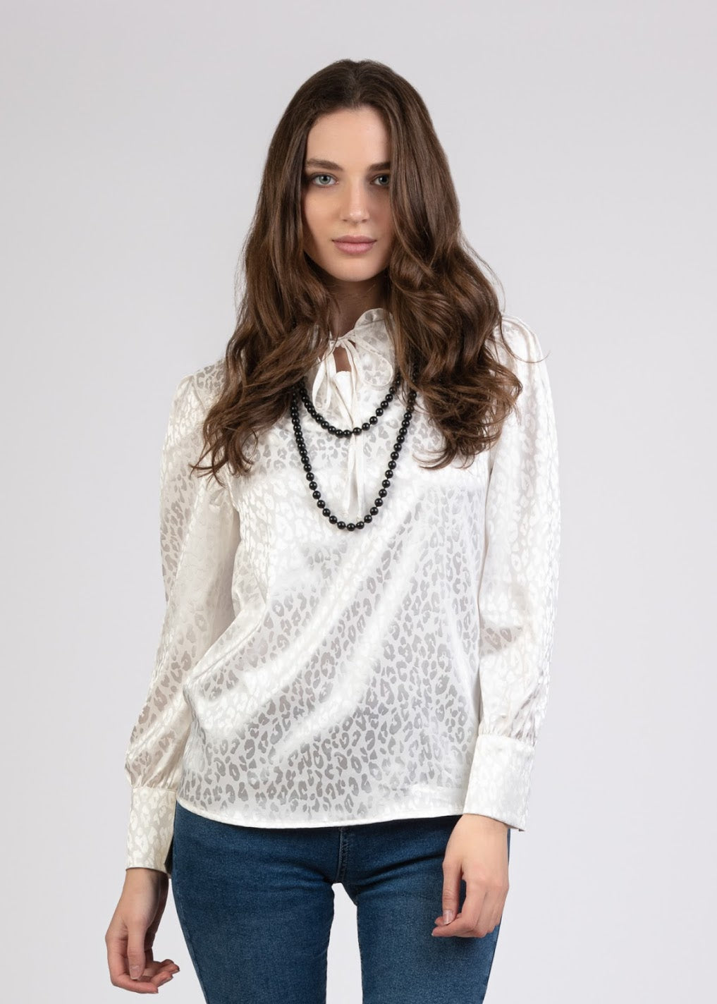Fancy Satin Frill Blouse- 110076