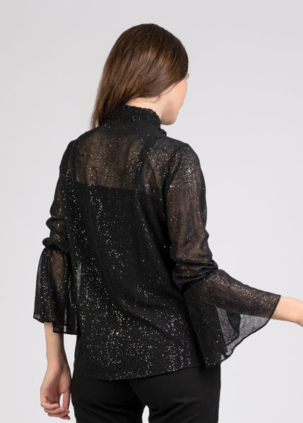 Sparkly Chiffon Blouse with Ribbon- 110066