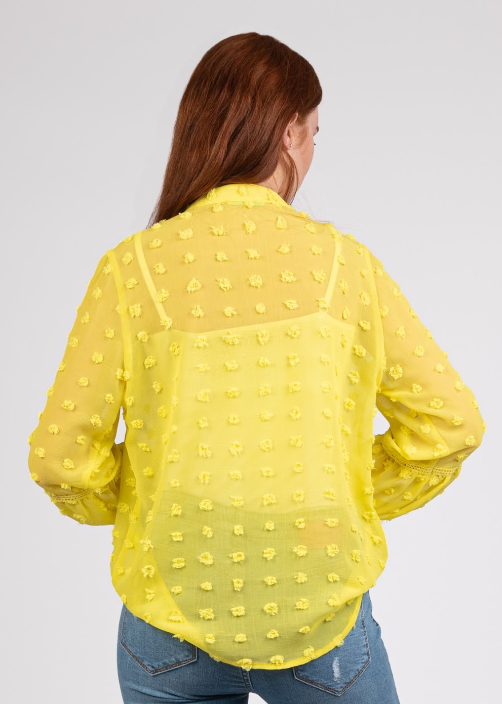 Big Dot Chiffon Blouse with Trim- 110074